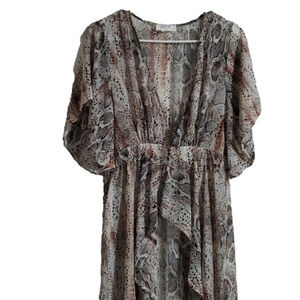 Peach Love California Bohemian Animal Print Semi Sheer Kimono Cardigan Duster